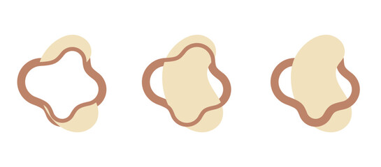 Fluid Shapes. Blot Element: Set of isolated bubbles with dynamic, flowing organic forms in pastel colors