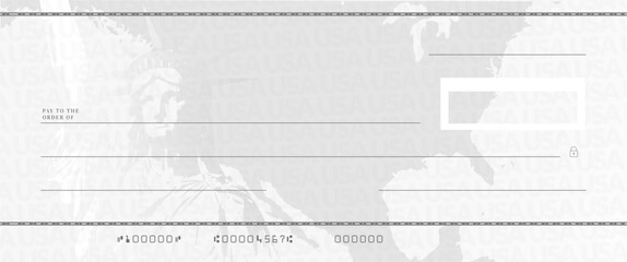 Fake Government Check Template. Vector illustration of a blank, printable forged stimulus or dividend payment
