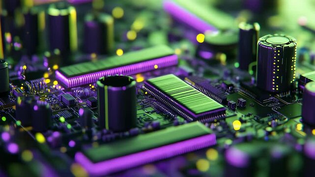 Futuristic Digital Technology Circuit Board Close-up Presentation Background