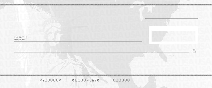 Fake Government Check Template. Vector illustration of a blank, printable forged stimulus or dividend payment