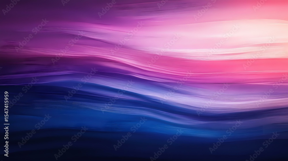 Poster abstract flowing waves in purple, pink and blue colors create smooth gradient transitions and dynami