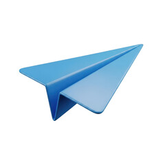 3d icon of a light blue paper airplane poised for flight isolated on transparent background