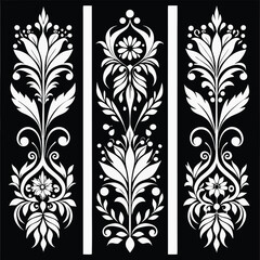 Vector art of elegant black and white floral damask vector