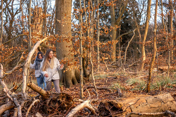 Two women walking in the forest. Forest. Nature. Outdoor recreation.