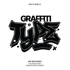 Editable Text Effect Vector of Black Street wear Grafitti Sticker Tshirt Label apparel Logo Decoration for craft, printing, small business, creative industry, card, event