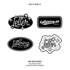 Editable Text Effect Vector of Black White Lettering Hangtag Tshirt Label apparel Logo for craft, printing, small business, creative industry, card