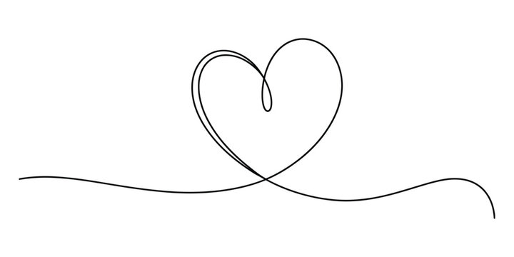 Minimalist continuous line heart drawing with elegant flowing curves — romantic design for love, weddings, Valentine’s Day & decor