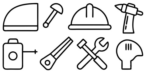 Construction and tools icon set high quality vector graphics