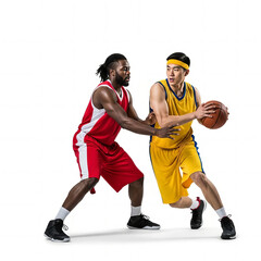 Fototapeta premium Basketball Clash Two Players Competing for Possession