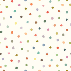 Seamless pattern with colorful polka dots . Polka dots pattern on white background.	