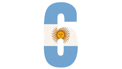 The number six is stylized with the Argentinian flag design.
