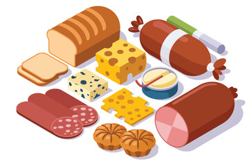 Assorted Deli Meats Cheeses Bread and Pastries