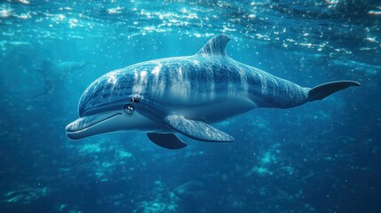 Fototapeta premium Dolphin in deep blue ocean
