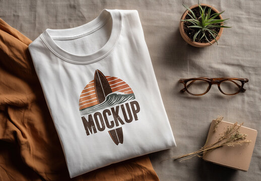 Folded T-shirt Logo Mockup