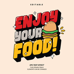 Editable Text Effect Vector of Red Yellow Funny food menu poster bold Design for food and beverage, printing, display, event, Creative Industry