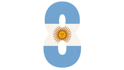 A stylized number eight, designed to resemble the flag of Argentina.