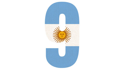 Argentinian flag styled as the number nine.