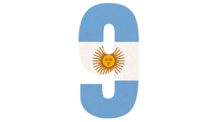 Argentinian flag styled as the number nine.