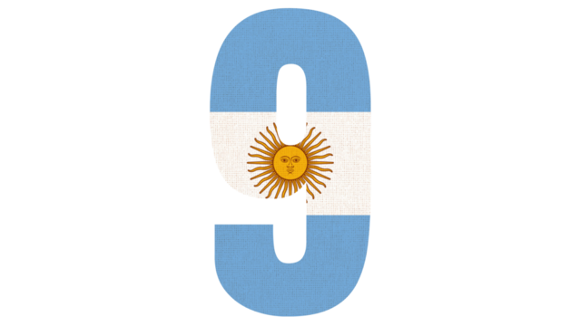 Argentinian flag styled as the number nine.