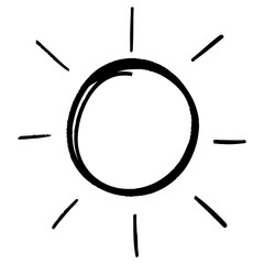 Doodle sketch style of sun cartoon hand drawn illustration for concept design. Bold brush drawn sun. vector illustration.