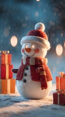 Christmas Snowman with Gift Box
