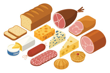 Assorted Deli Meats Cheeses Bread and Baked Goods