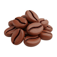 3d icon of a pile of brown coffee beans is isolated on transparent background