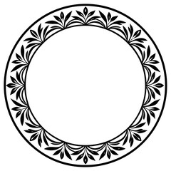 Floral circle frame design isolated on white background