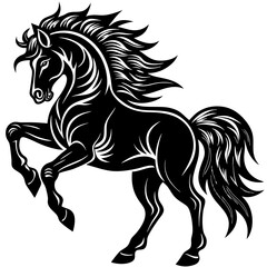 Fototapeta premium Black horse rearing isolated on white background