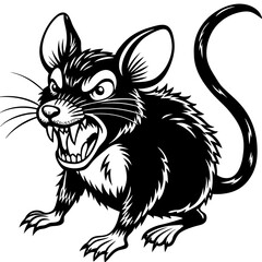 Fototapeta premium Angry rat with bared teeth isolated on white background