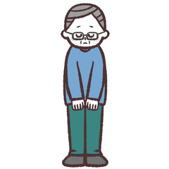 頭を下げるシニア男性のイラスト