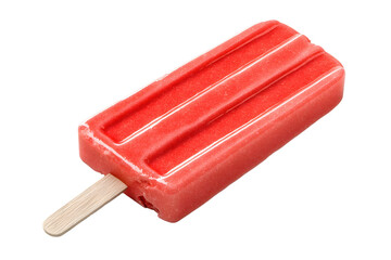 Vibrant Red Popsicle on a Stick against a Pure transparent background in Studio Lighting