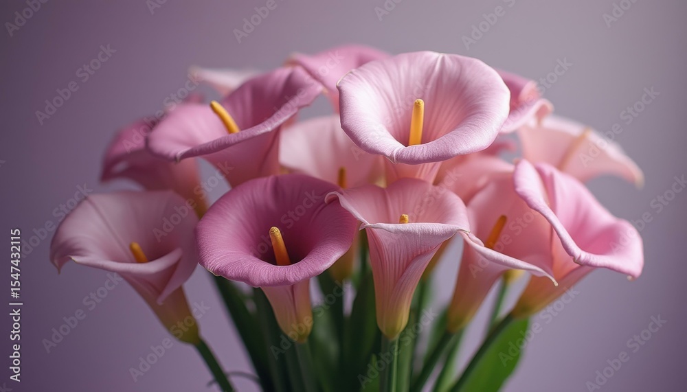 Poster multiple calla lilies in serene indoor studio setting