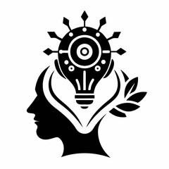 Fototapeta premium Head with lightbulb representing idea isolated on white background