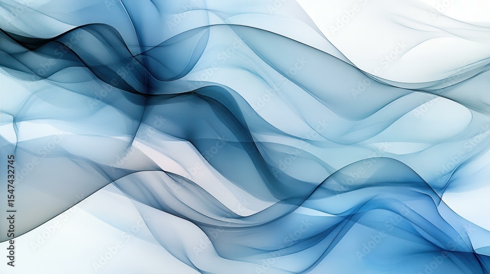 Aufkleber abstract blue and white flowing lines create serene digital background
