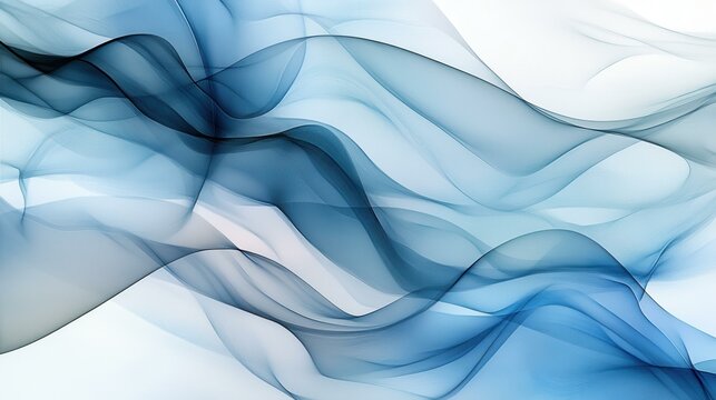 Abstract blue and white flowing lines create serene digital background
