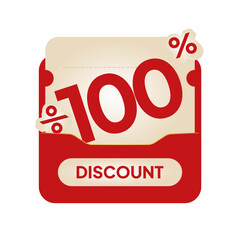 Modern red voucher design discount label on beige coupon card. Perfect for online shopping ads, seasonal deals, flash sale marketing, and retail promo visuals.