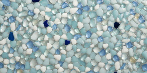  Colorful Pebble Mosaic with Blue and White Tones