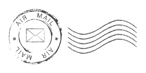 Postage stamp. Blank grunge postage postmark. Empty mail delivery air mail template.