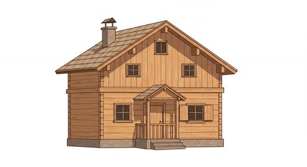 Simple wooden house illustration