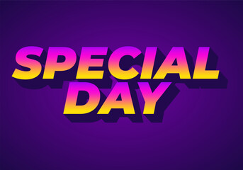 Special day. Bold 3D text style for celebration themes