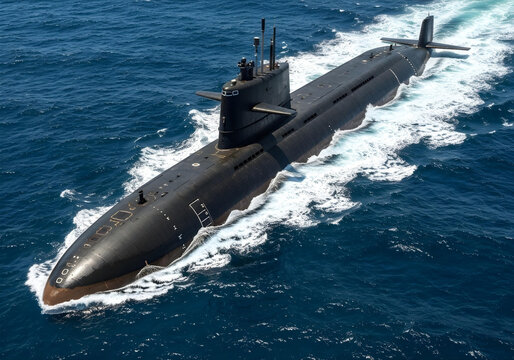 military naval warship: a strategic ballistic missile submarine on a combat patrol mission
