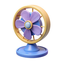 Table Fan 3D Rendering Isolated On White Background