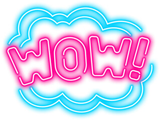 Neon Wow Sign Icon