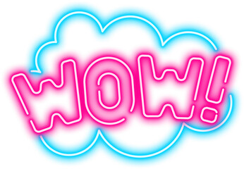 Neon Wow Sign Icon