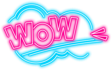 Neon Wow Sign Icon