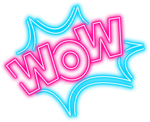 Neon Wow Sign Icon