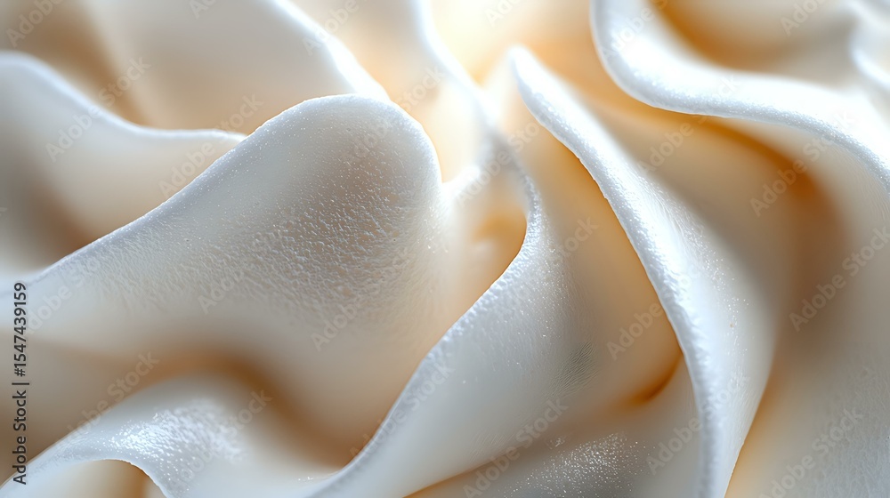 Poster soft cream-colored fabric with gentle folds and waves creating an elegant abstract background textur