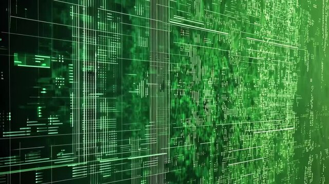 Digital seamless green hex code background with abstract matrix design elements for modern applications, Green hex-code digital background Seamless 3D render