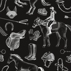 Horse riding seamless pattern vector